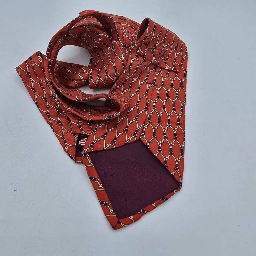 The Custom Shop Luxury Narrow Tie Red Striped Silk Necktie USA 57